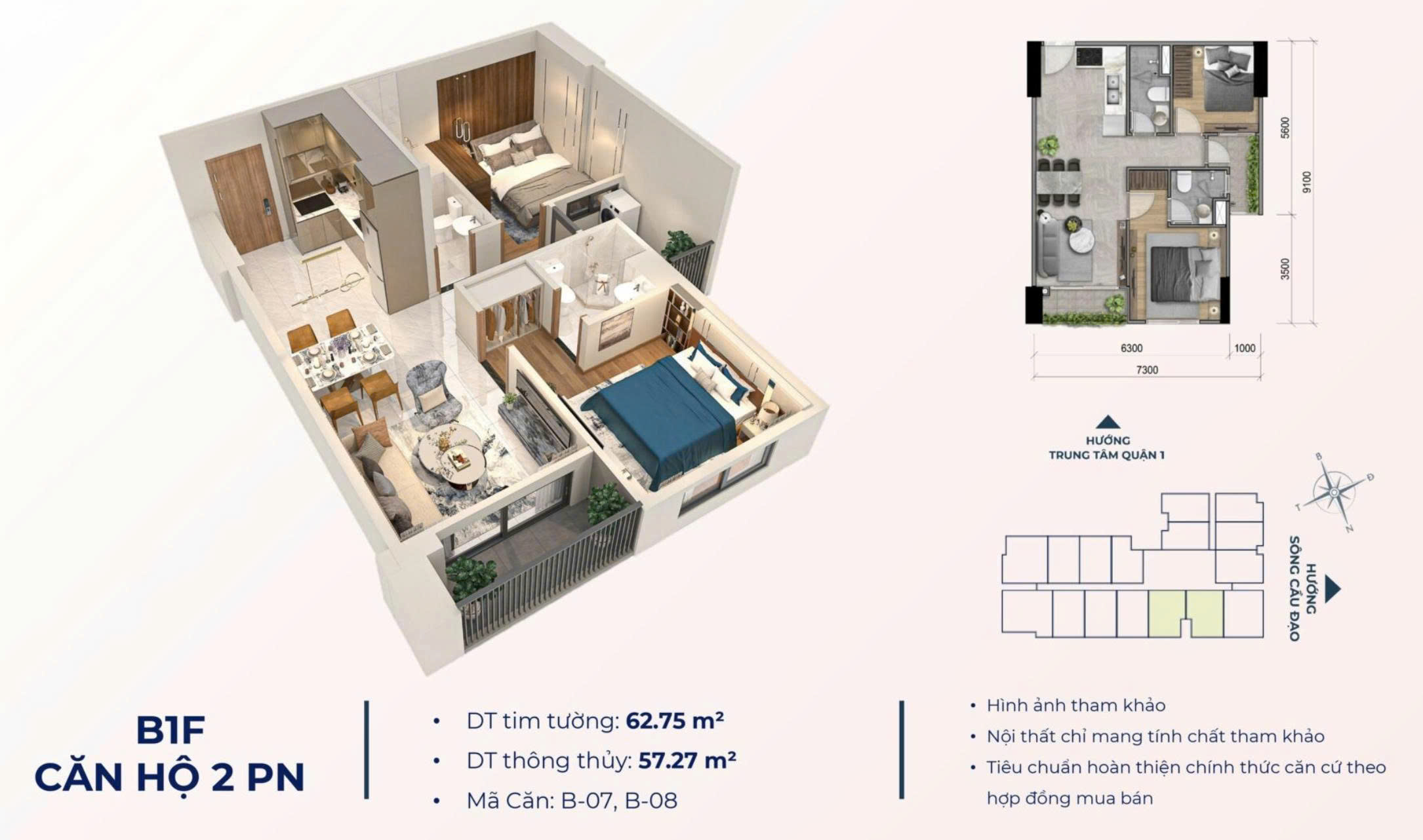 căn hộ 2 phòng ngủ khải hoàn prime