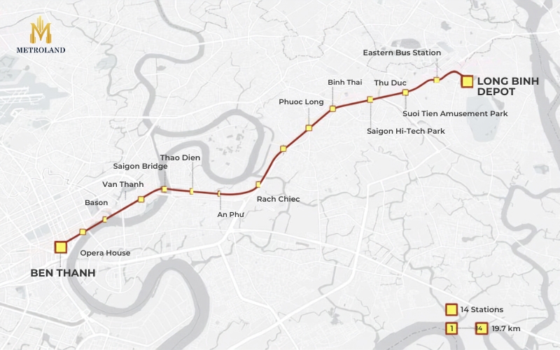 lộ trình nhận tuyến metro