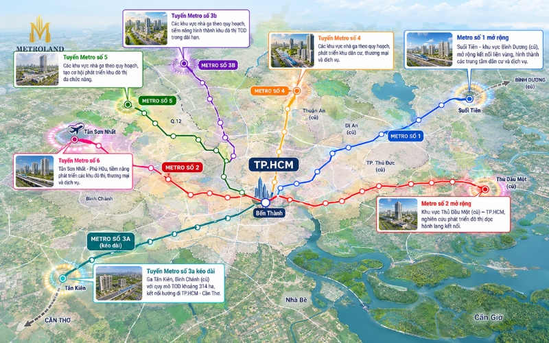 khu vực tuyến metro trong tương lai