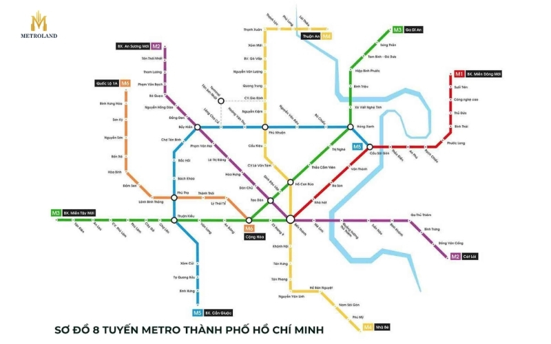 sơ đồ 8 tuyến metro